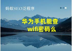 华为手机能查wifi密码么