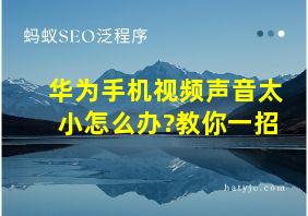 华为手机视频声音太小怎么办?教你一招