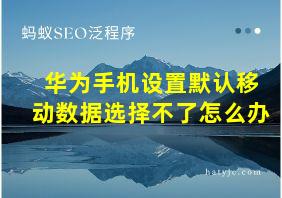 华为手机设置默认移动数据选择不了怎么办