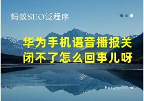 华为手机语音播报关闭不了怎么回事儿呀