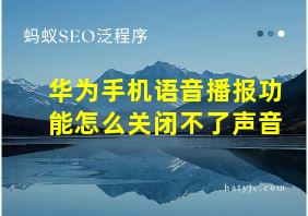 华为手机语音播报功能怎么关闭不了声音