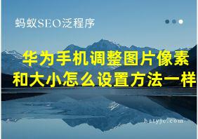 华为手机调整图片像素和大小怎么设置方法一样