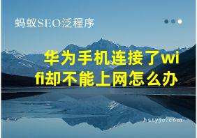 华为手机连接了wifi却不能上网怎么办