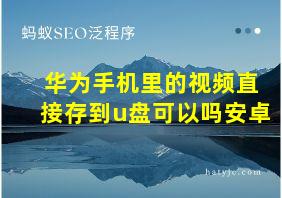 华为手机里的视频直接存到u盘可以吗安卓