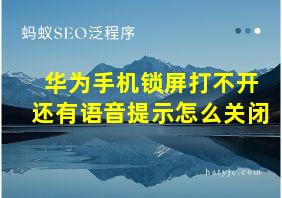 华为手机锁屏打不开还有语音提示怎么关闭