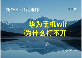 华为手机wifi为什么打不开