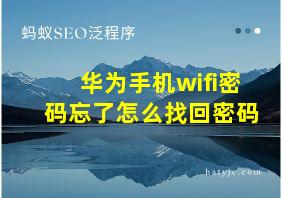 华为手机wifi密码忘了怎么找回密码