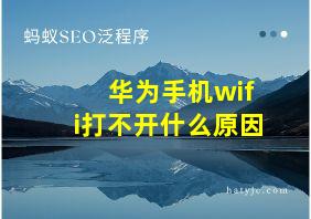 华为手机wifi打不开什么原因