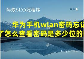 华为手机wlan密码忘记了怎么查看密码是多少位的呢