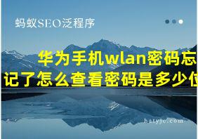 华为手机wlan密码忘记了怎么查看密码是多少位