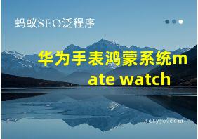 华为手表鸿蒙系统mate watch