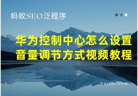 华为控制中心怎么设置音量调节方式视频教程