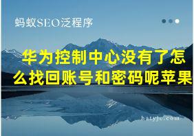 华为控制中心没有了怎么找回账号和密码呢苹果