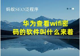 华为查看wifi密码的软件叫什么来着