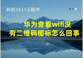 华为查看wifi没有二维码图标怎么回事