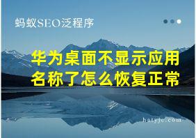 华为桌面不显示应用名称了怎么恢复正常