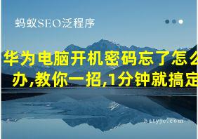 华为电脑开机密码忘了怎么办,教你一招,1分钟就搞定