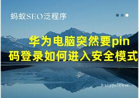 华为电脑突然要pin码登录如何进入安全模式