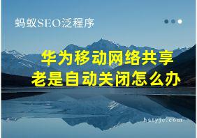 华为移动网络共享老是自动关闭怎么办