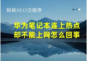 华为笔记本连上热点却不能上网怎么回事