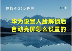 华为设置人脸解锁后自动亮屏怎么设置的