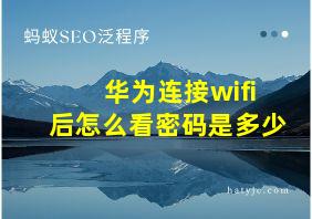 华为连接wifi后怎么看密码是多少