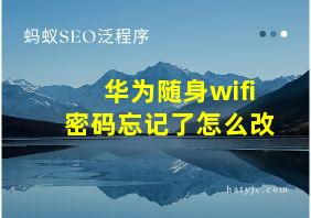 华为随身wifi密码忘记了怎么改