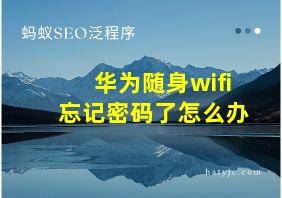 华为随身wifi忘记密码了怎么办