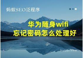 华为随身wifi忘记密码怎么处理好