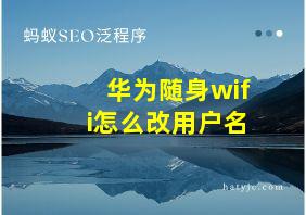 华为随身wifi怎么改用户名