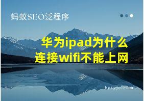 华为ipad为什么连接wifi不能上网