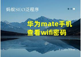 华为mate手机查看wifi密码