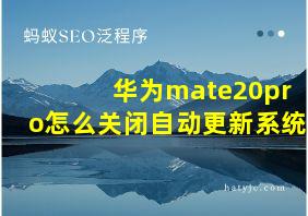 华为mate20pro怎么关闭自动更新系统