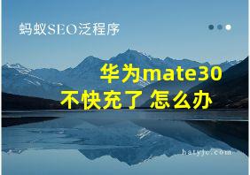 华为mate30不快充了 怎么办