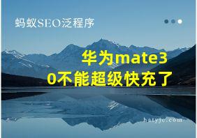 华为mate30不能超级快充了