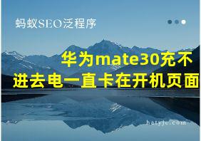 华为mate30充不进去电一直卡在开机页面