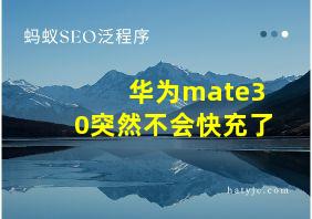 华为mate30突然不会快充了