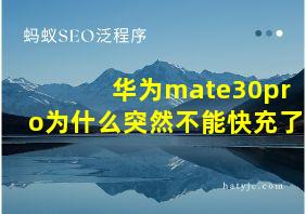 华为mate30pro为什么突然不能快充了