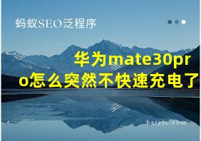 华为mate30pro怎么突然不快速充电了