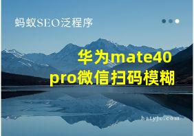 华为mate40pro微信扫码模糊