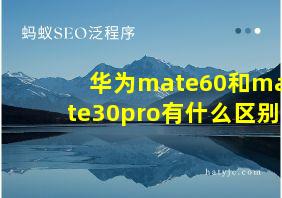 华为mate60和mate30pro有什么区别