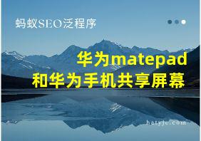 华为matepad和华为手机共享屏幕