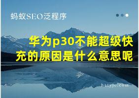 华为p30不能超级快充的原因是什么意思呢