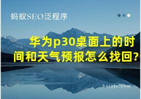 华为p30桌面上的时间和天气预报怎么找回?