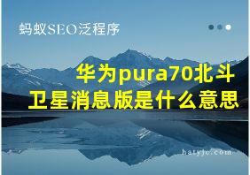 华为pura70北斗卫星消息版是什么意思