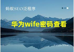 华为wife密码查看