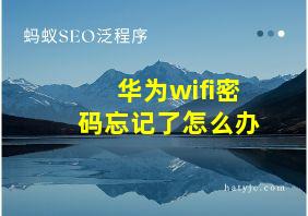 华为wifi密码忘记了怎么办