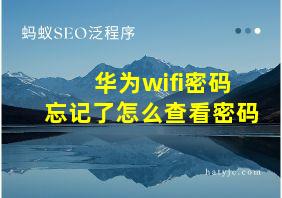 华为wifi密码忘记了怎么查看密码