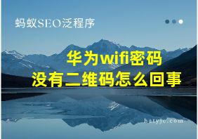 华为wifi密码没有二维码怎么回事