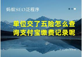 单位交了五险怎么查询支付宝缴费记录呢